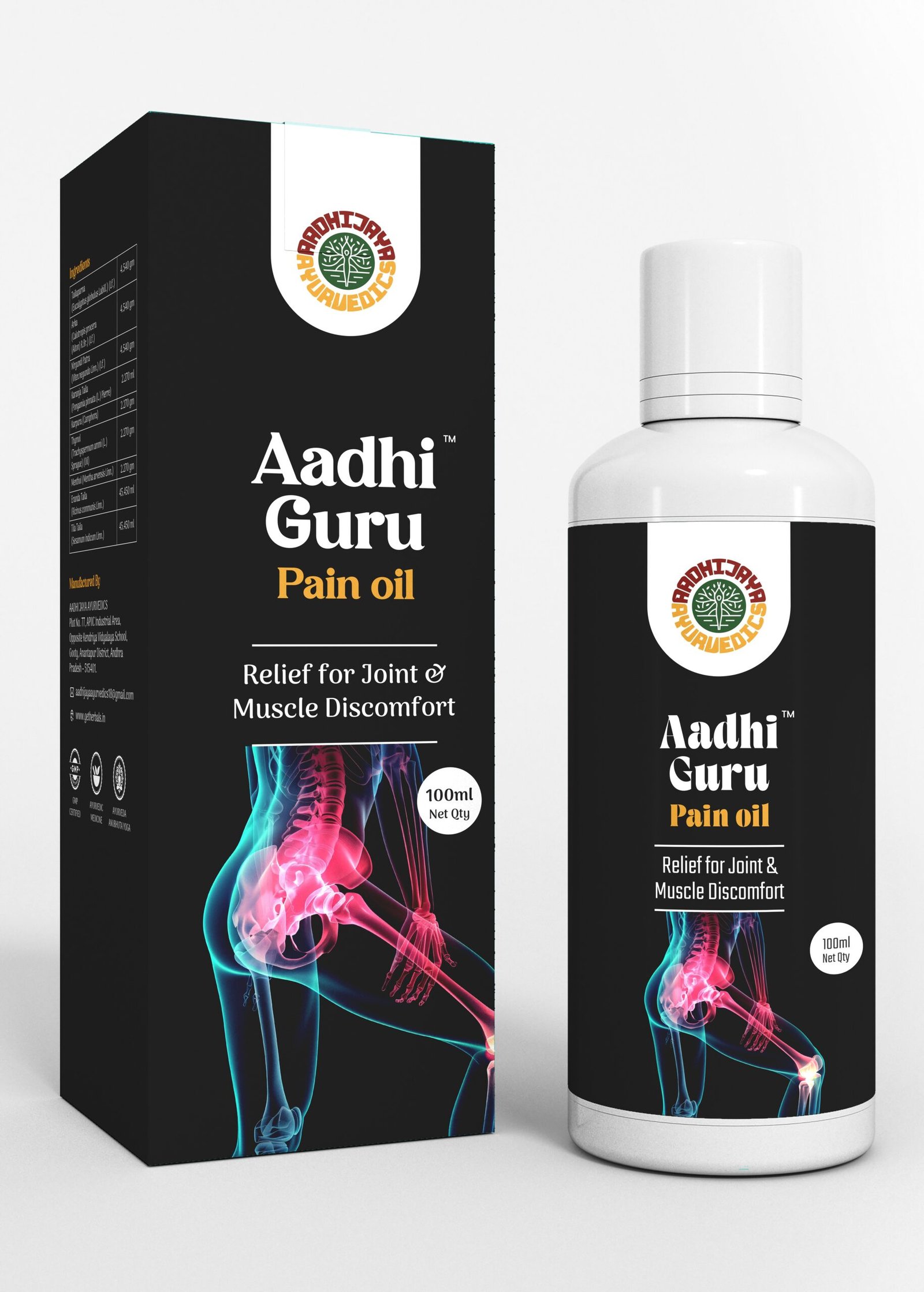 Aadhi guru Pain Oil (100ml pack of 2 bottles)